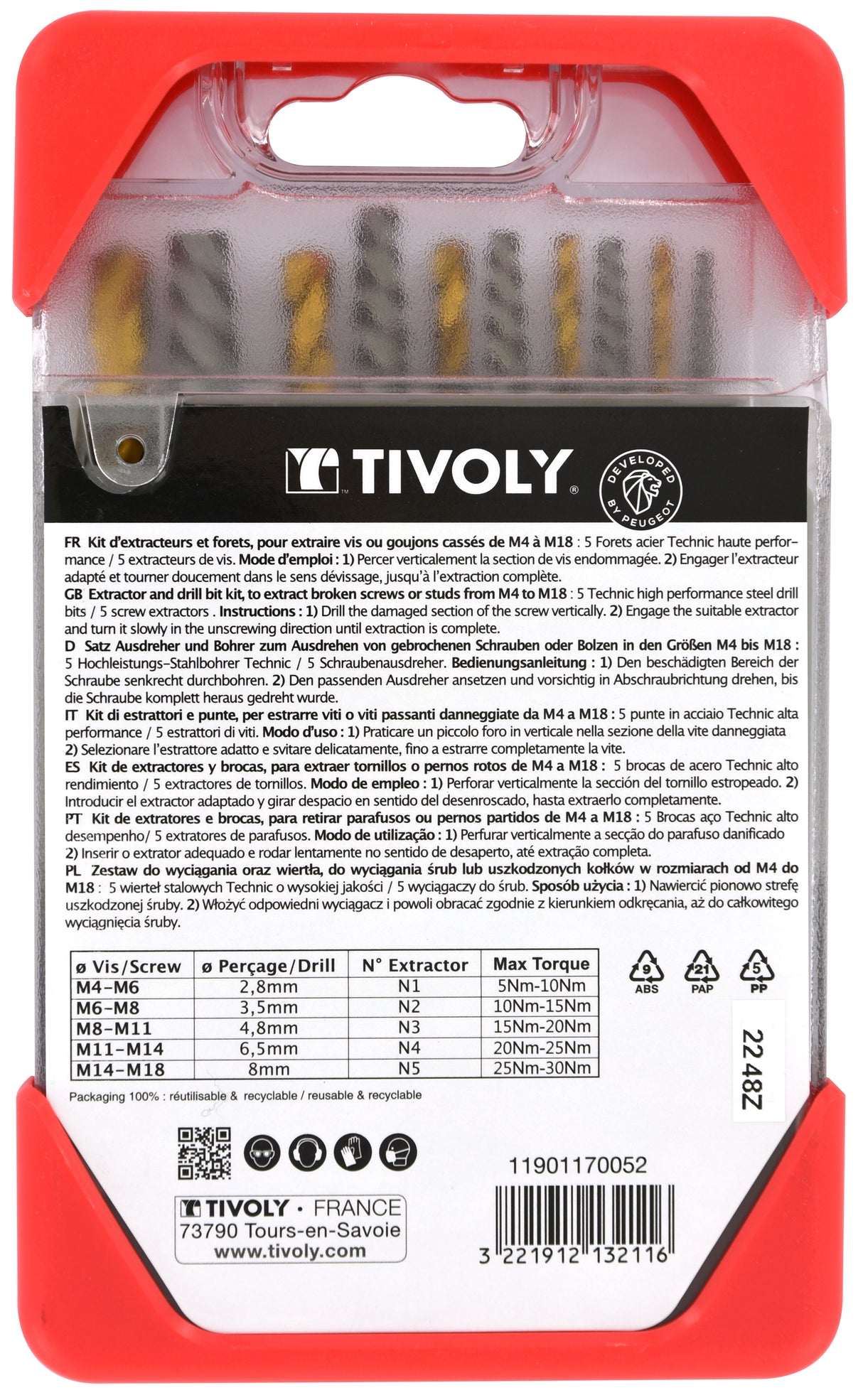 Tivoly   10 pièces - Extracteurs de goujons cassés