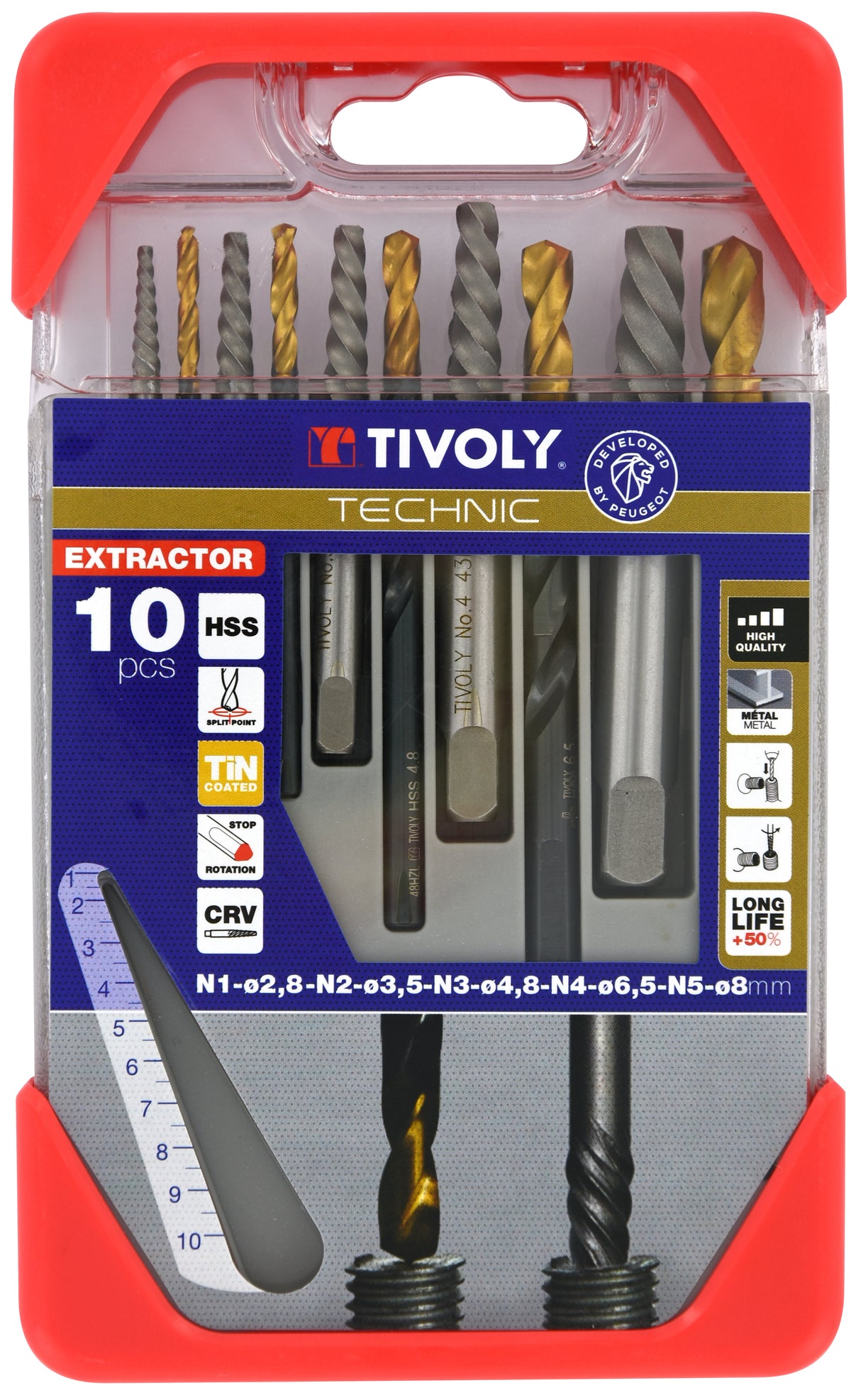 Tivoly   10 pièces - Extracteurs de goujons cassés