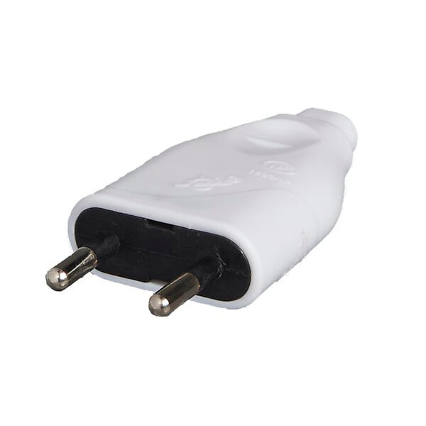 Fiche électrique mâle 2 pôles 6A couleur blanc