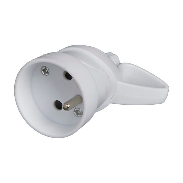 Fiche électrique femelle à anneau 2 pôles + terre 16A, Blanc