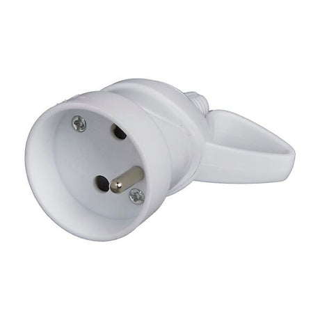 Fiche électrique femelle à anneau 2 pôles + terre 16A, Blanc