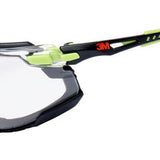 Lunettes 3M™ Solus™ 1000 traitement Scotchgard™ - Branches Vert/Noir - Joint amovible  Transparent