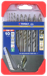 Tivoly   10 forets métaux TSP HSS  Affûtage étagé Ø 1 à 10mm PREMIUM