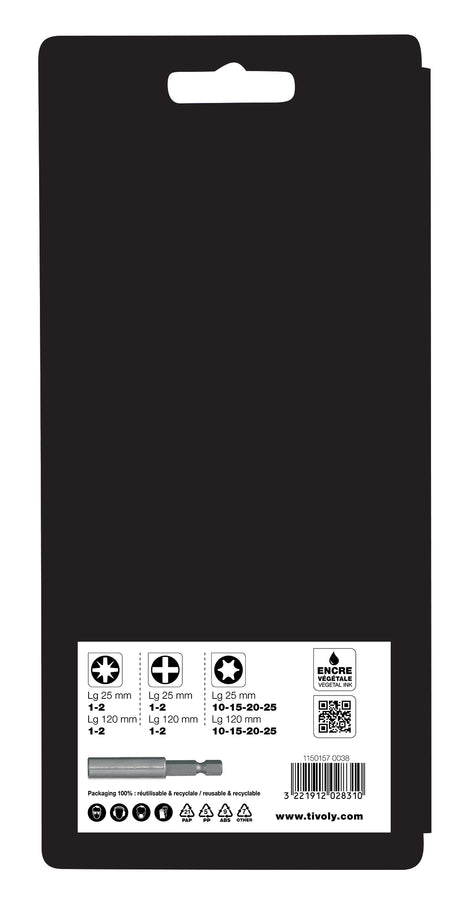 Tivoly   17 pièces -16 embouts extra longs L120mm bagués + 1 porte-embout