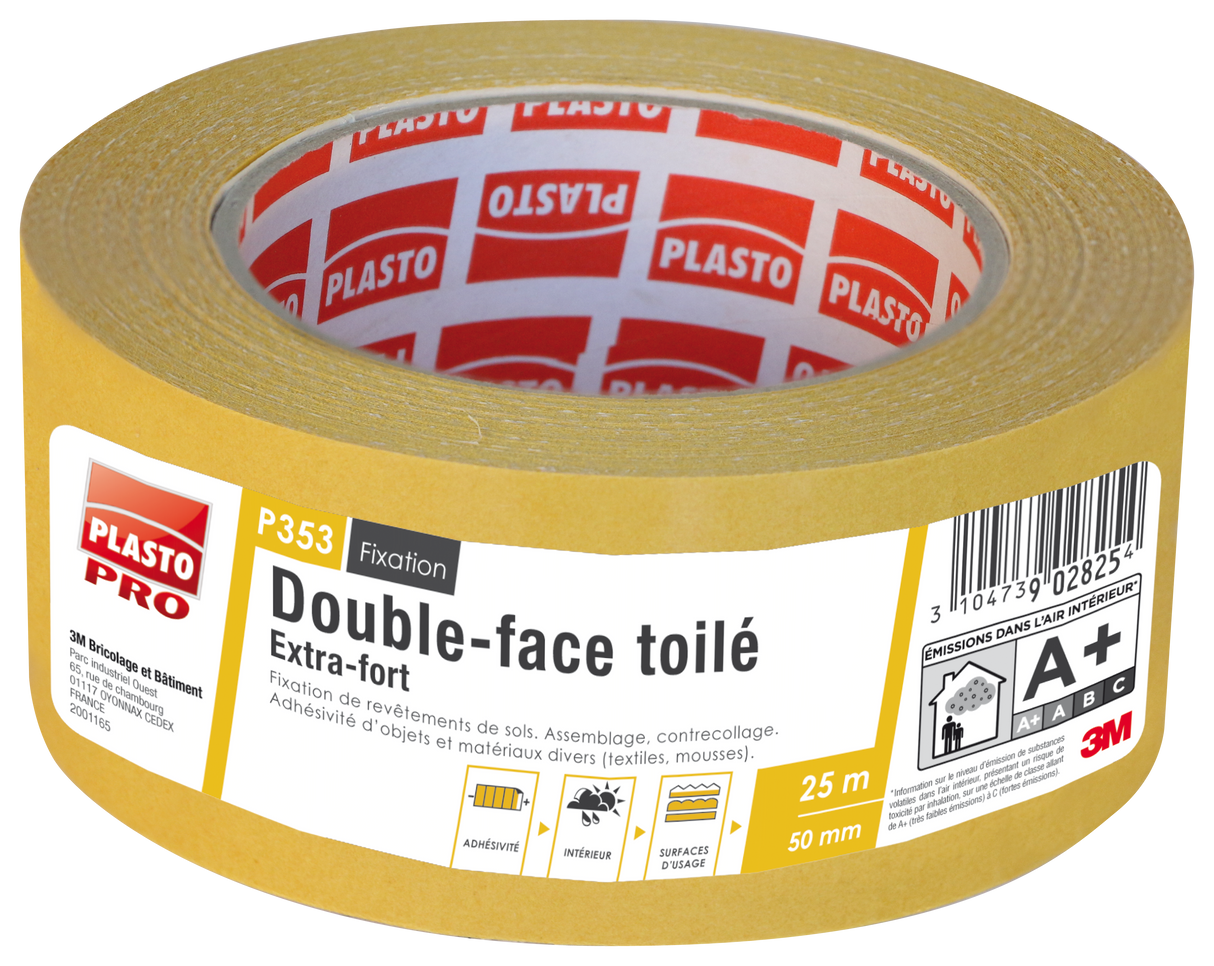 Double Face Toilé - P353 Crème 25m x 50mm