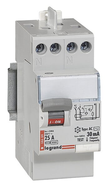 Interrupteur différentiel bipolaire DX3 de type AC 30mA - 25A