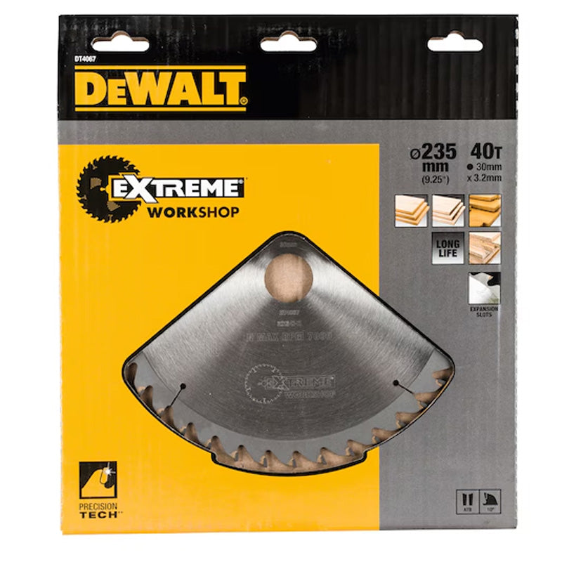 Lame de scie circulaire Ø235x30mm 40 dents DEWALT DT4067-QZ Carbure Extrême Workshop