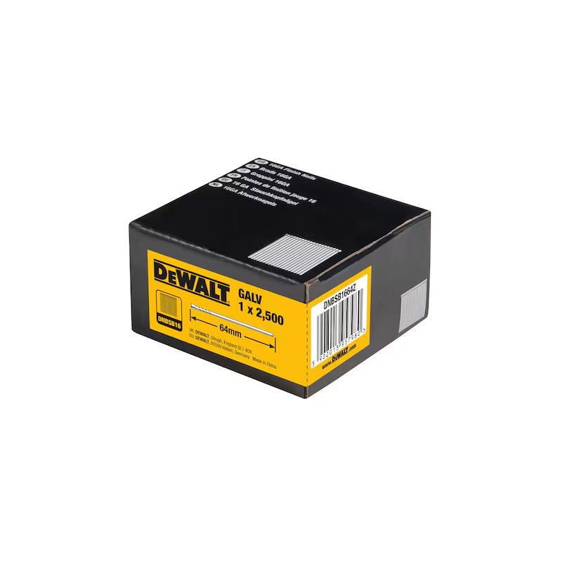 Boîte de 2500 Pointes 16Ga DEWALT DNBSB1664Z 1,2x64mm