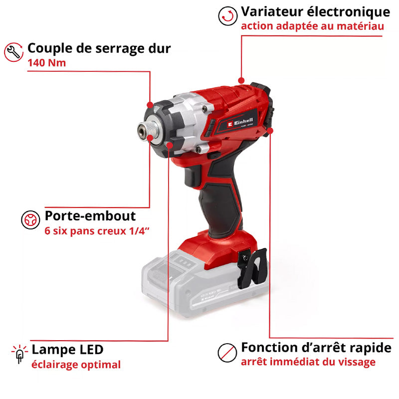 Visseuse à chocs TE-CI 18/1 Einhell 140 Nm (machine nue)