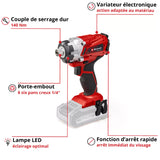 Visseuse à chocs TE-CI 18/1 Einhell 140 Nm (machine nue)