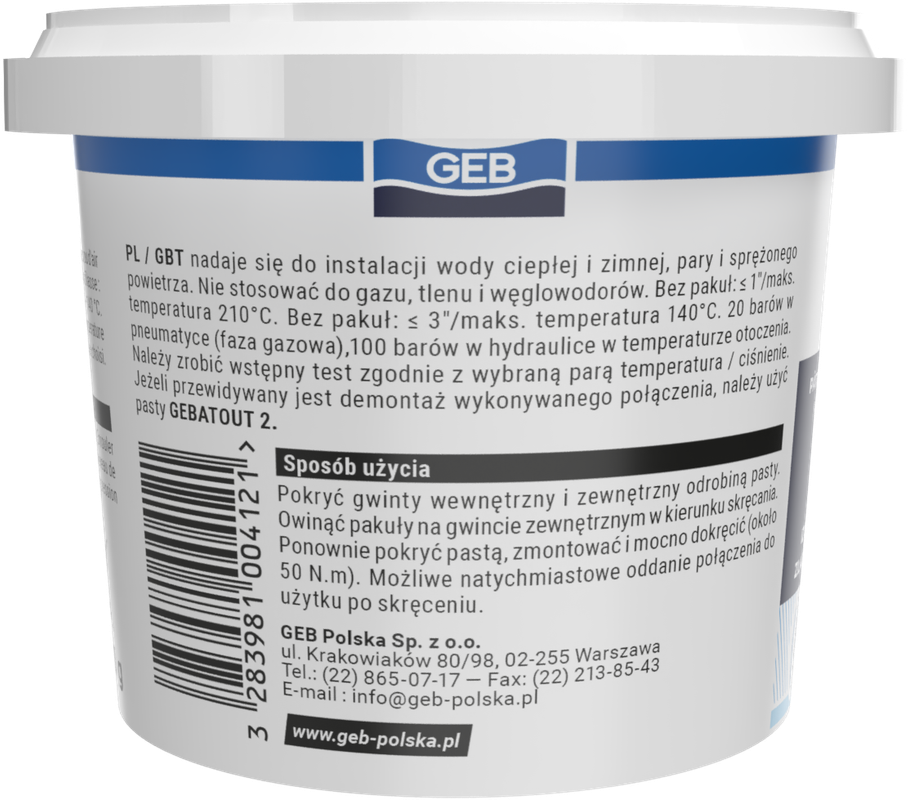 Pâte d’étanchéité durcissante GEB pour raccords filetés en chauffage Beige 500g