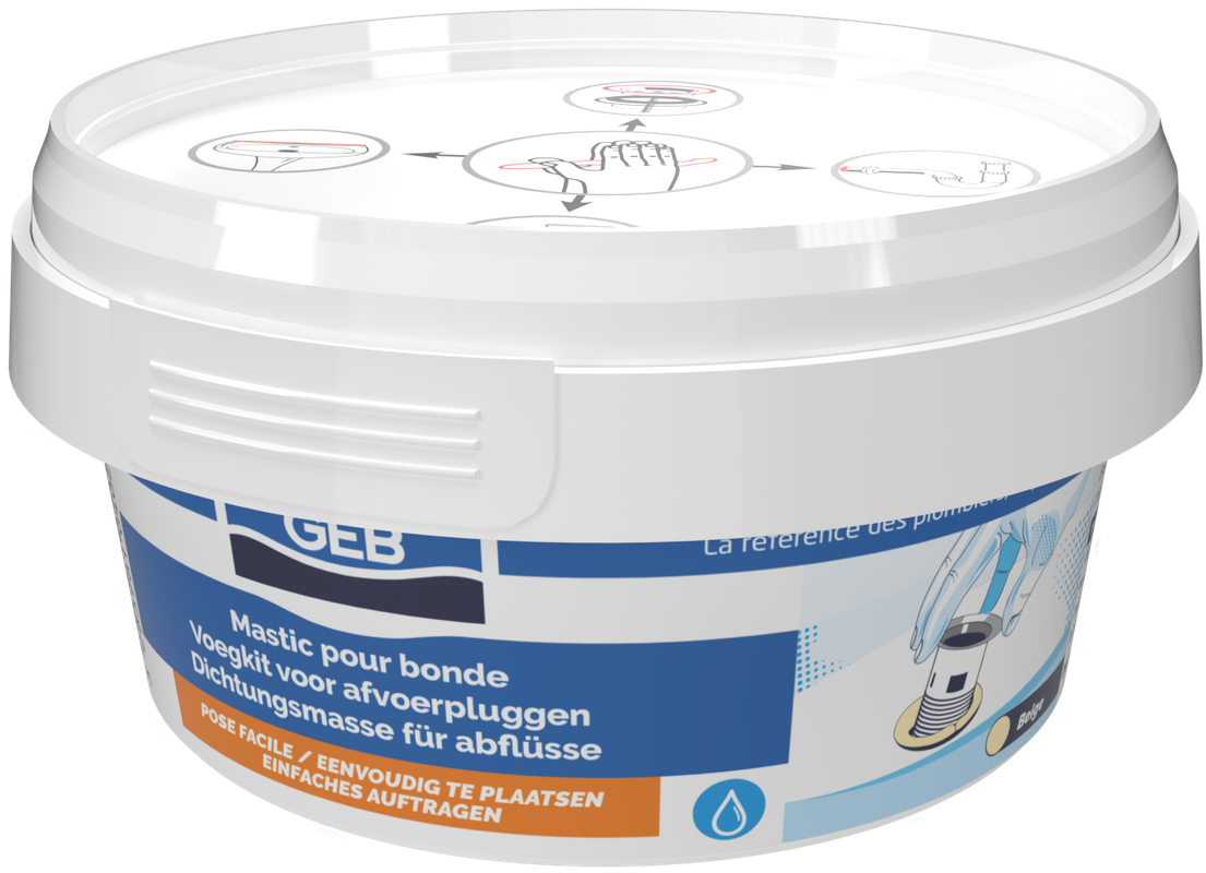 Mastic sanitaire d'étanchéité GEB pour les bondes et emboitements des tuyaux 200g