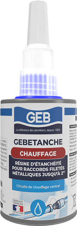 Résine anaérobie d'étanchéitée GEB pour raccords filetés métal chauffage et air comprimé 75ml
