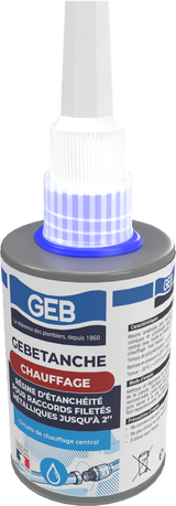 Résine anaérobie d'étanchéitée GEB pour raccords filetés métal chauffage et air comprimé 75ml