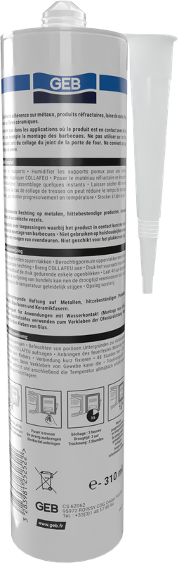 Colle réfractaire GEB COLLAFEU 310 ml résistante jusqu’à 1100°C