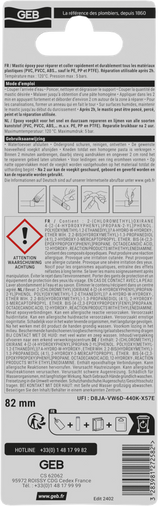 Mastic GEB spécial réparation pour plastiques 82mm