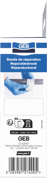 Bande de réparation en fibre de verre GEB pour fuites, fissures et trous sur tous matériaux rigides