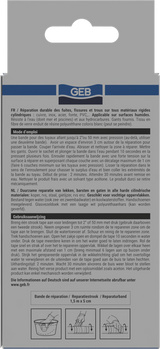 Bande de réparation en fibre de verre GEB pour fuites, fissures et trous sur tous matériaux rigides