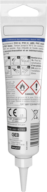 Colle haute performance GEB polyvalente pour assemblage de canalisations en PVC 50 ml