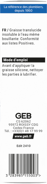 Graisse silicone GEB pour robinetteries tube 20g