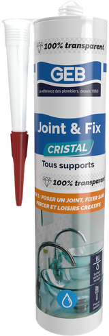 Mastic JOINT & FIX cristal GEB pour réaliser des joints étanches 100% invisible 280ml
