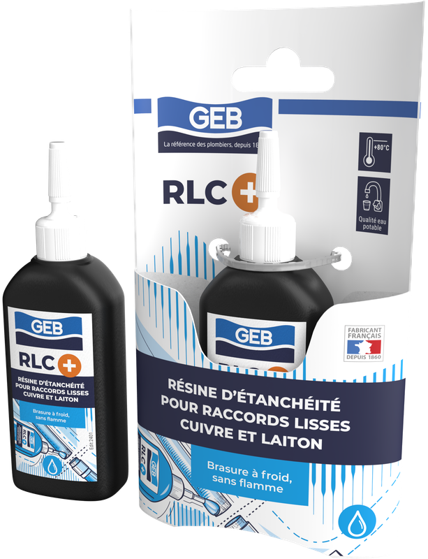 Résine anérobie GEB RLC+ pour le raccordement sans flamme d'une installation en cuivre et laiton 30ml