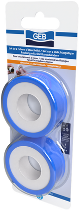 Lot de 2 rubans d'étanchéité en PTFE GEB 12m x 12mm pour l'étanchéité des raccords filetés