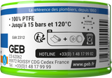 Fil d'étanchéité GEB 100% PTFE pour tous raccords à visser 60m
