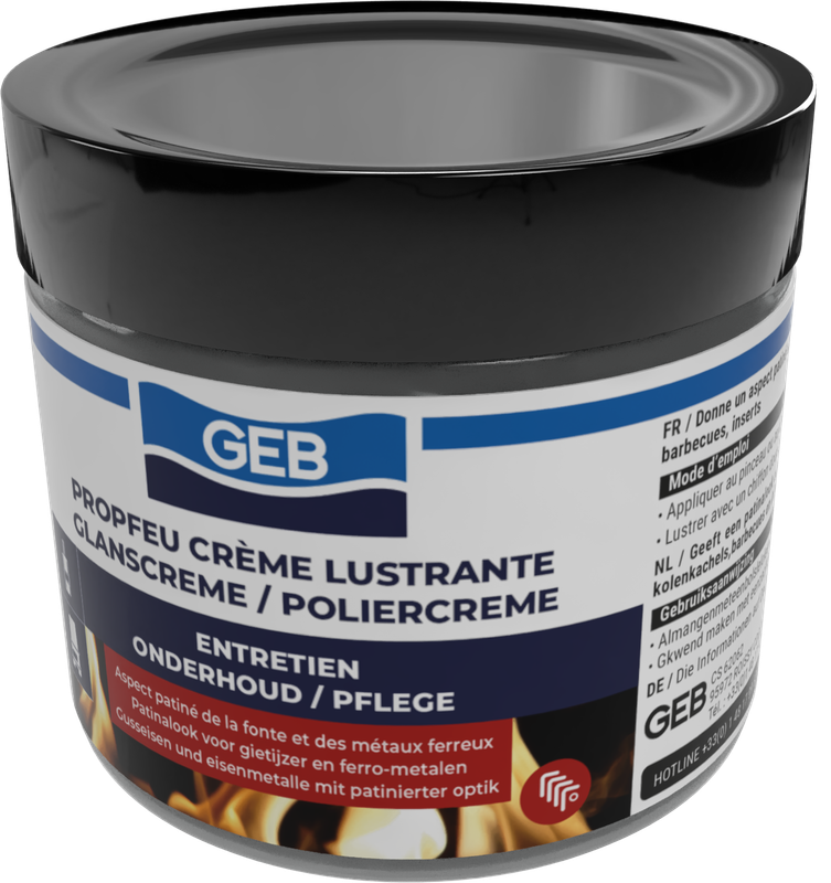Crème lustrante GEB Propfeu effet patiné pour l’entretien et la protection des fontes et métaux 220ml