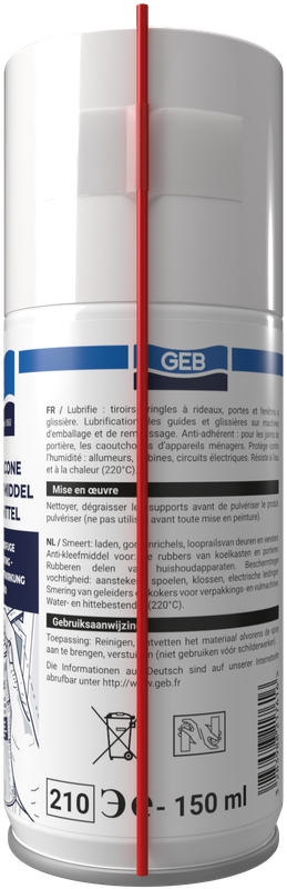 Lubrifiant anti-adhérent GEB 100% silicone aérosol 210 150 ml