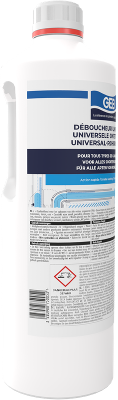 Déboucheur Universel liquide GEB sans odeur à base de soude 1L