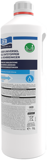 Déboucheur Universel liquide GEB sans odeur à base de soude 1L