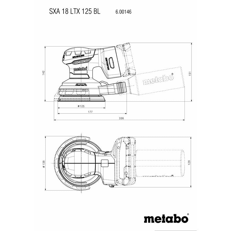 Ponceuse excentrique 18V SXA 18 LTX 125 BL Pick+Mix METABO coffret metaBOX