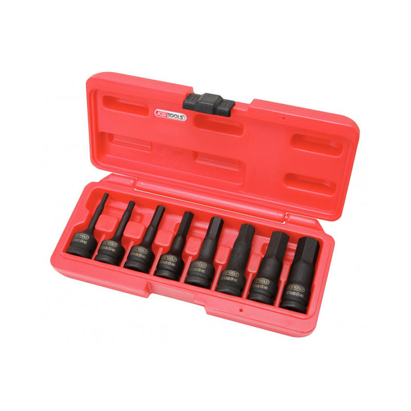 Jeu de 8 douilles tournevis à chocs longues 6 pans 1/2'', 5-6-8-10-12-14-17-19 mm  - KS TOOLS - 911.0902
