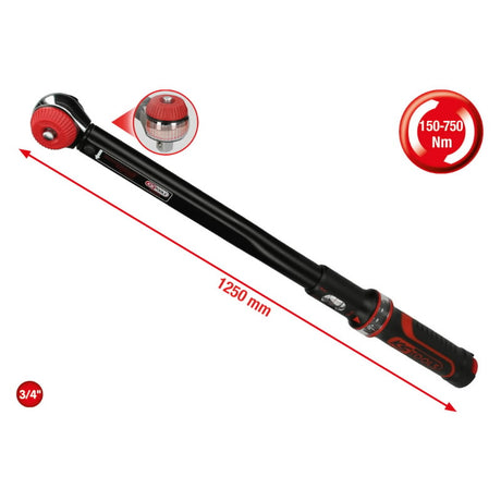 Clé dynamométrique ERGOTORQUEprécision® 3/4'', 150-750 Nm  - KS TOOLS - 516.1493