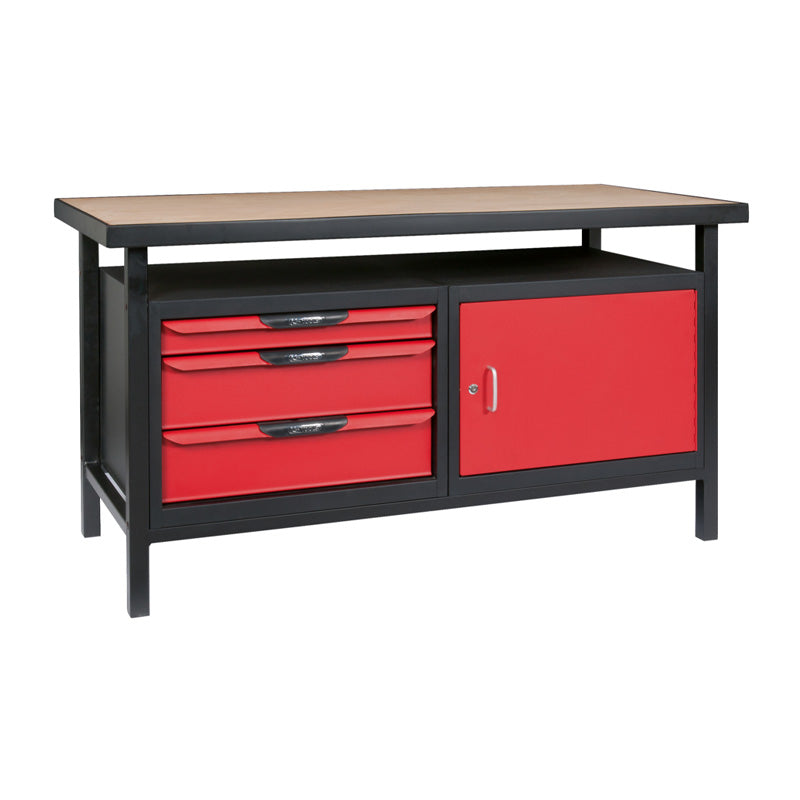 Etabli professionnel d'atelier 1 porte et 3 tiroirs, L. 1,5m  - KS TOOLS - 865.0140