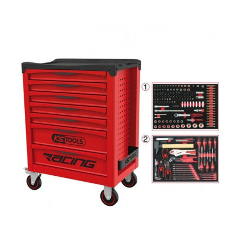 Servante RACING 7 tiroirs équipée de 184 outils  - KS TOOLS - 855.7184