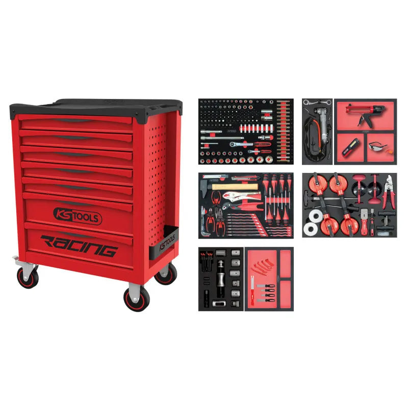 Servante RACING 7 tiroirs + composition pare brise, 232 pcs  - KS TOOLS - 855.7232
