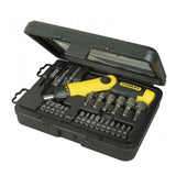 Tournevis porte-embouts à cliquet poignée revolver - coffret 25 pièces - STANLEY - 0-63-022