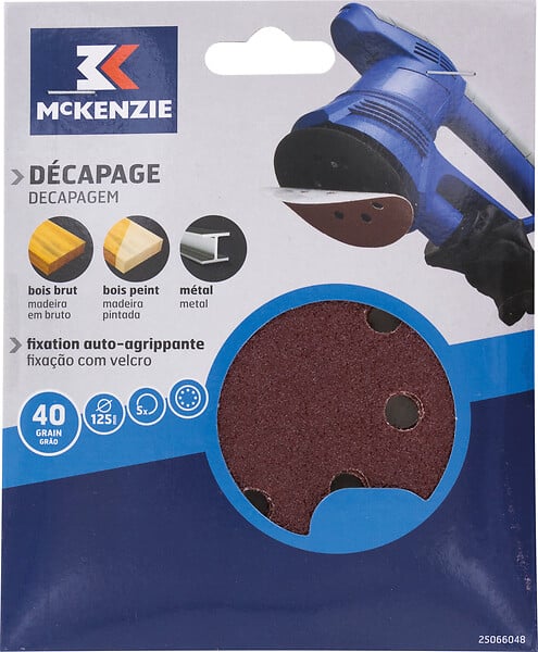 Disque perforé agrippant - 8 trous - lot de 5 - D125mm