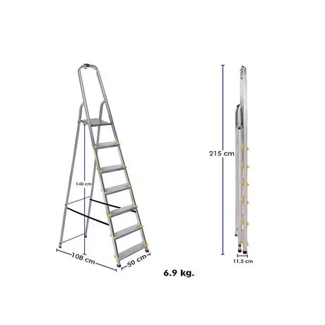 Escabeau simple en aluminium 7 marches - DRABEST - ESCA340