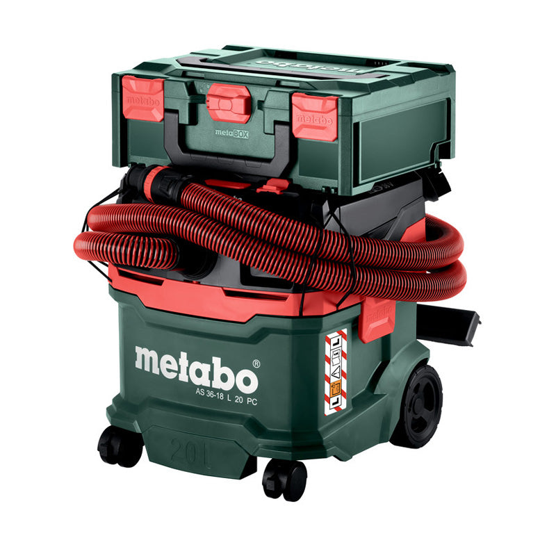 Aspirateur sans fil METABO AS 36-18 L 20 PC - Classe L 20L Pick+Mix (sans batterie ni chargeur), carton
