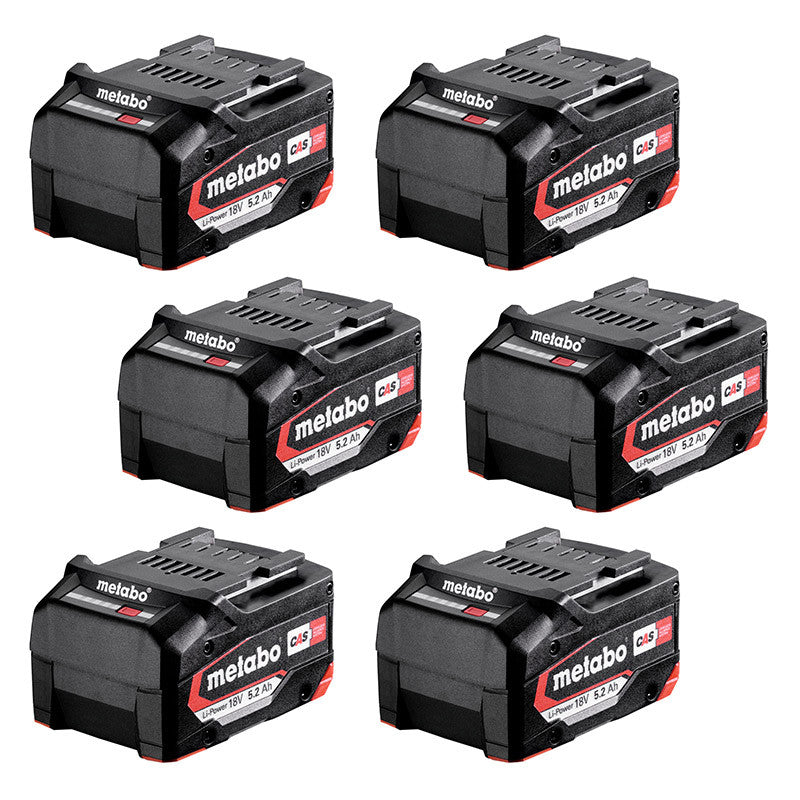 6 Batteries METABO 625152000 Li-Power 18V 5,2 Ah