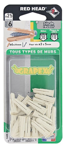 G6BL25 - Blister de 25 chevilles Grapex