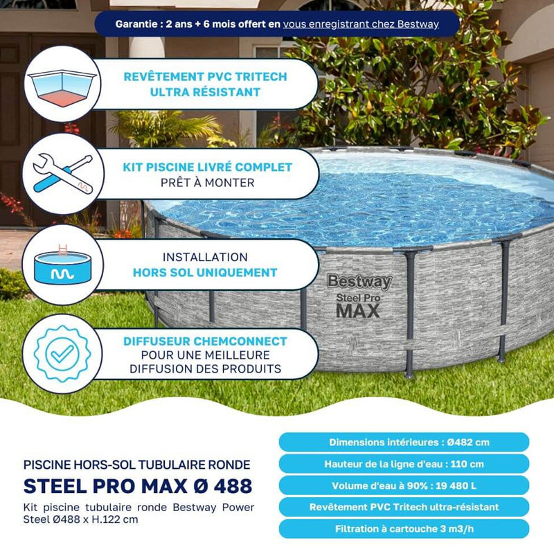 Piscine steelpromax - 488x122 avec pompe