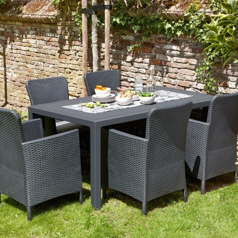Table de jardin Melody - 160x94x74cm en résine gris anthracite -  KETER