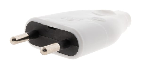 Fiche électrique mâle 2 pôles 6A couleur blanc