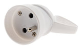 Fiche électrique femelle à anneau 2 pôles + terre 16A, Blanc