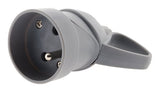 Fiche électrique femelle à anneau 2 pôles + terre 16A. Gris ZENITECH