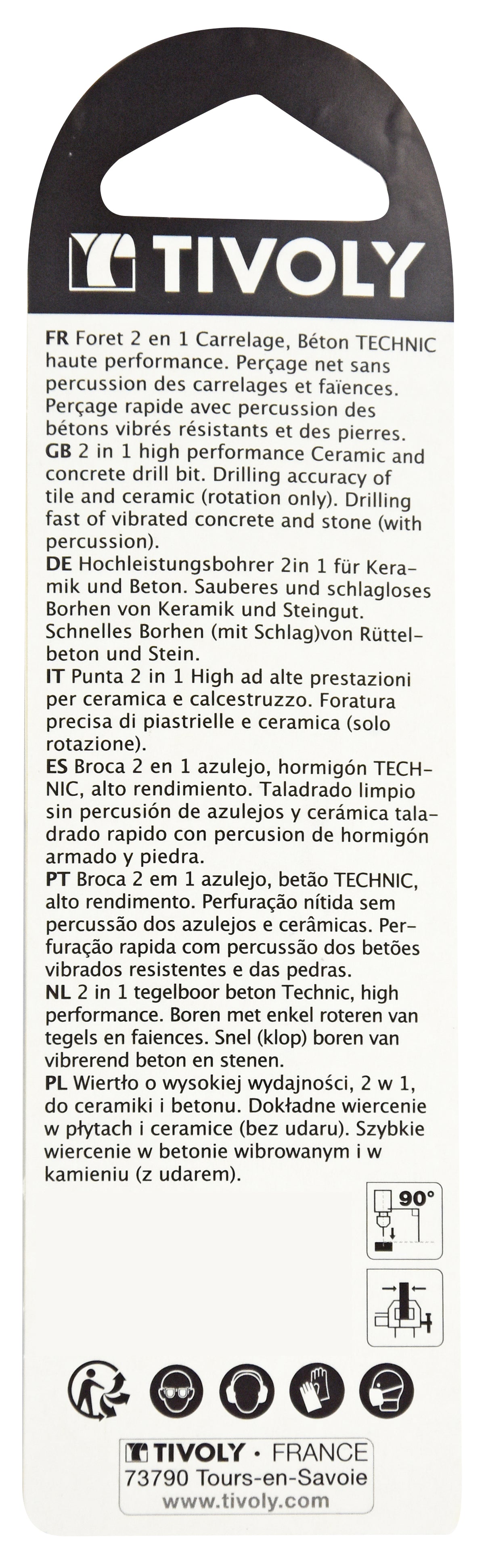 Tivoly   1 Foret Béton-Carrelage 2 en 1 Technic, Rouge, Ø 6 mm